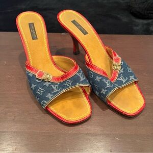 Louis Vuitton Denim Suede Kitten Heels